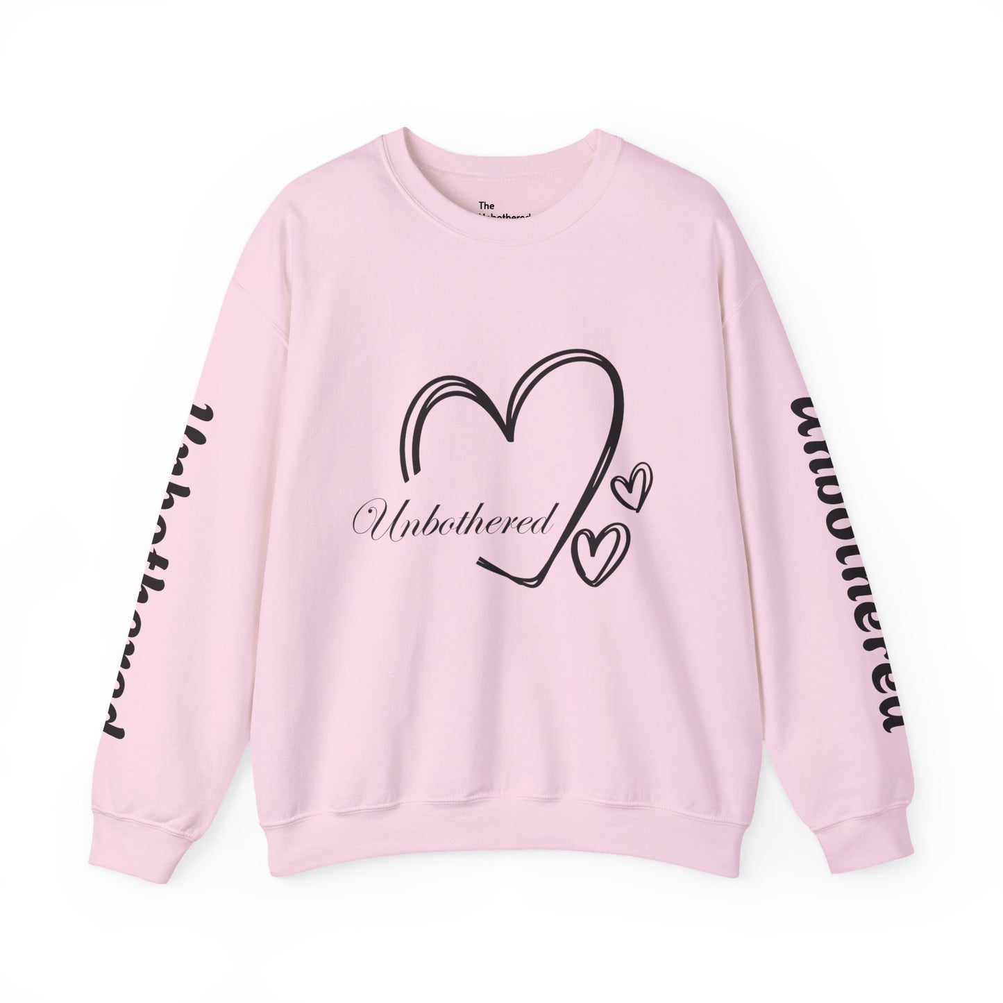 Unbothered Heart Crewneck Sweatshirt — "Unbothered" Sleeve Design