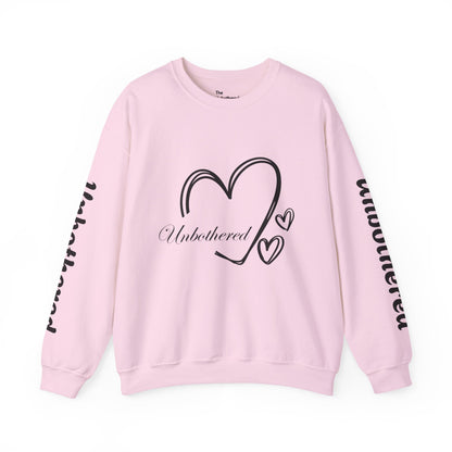 Unbothered Heart Crewneck Sweatshirt — "Unbothered" Sleeve Design