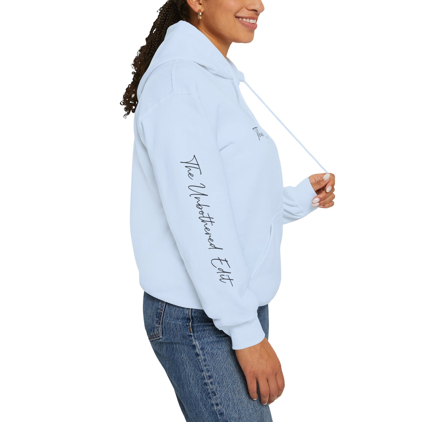 The Unbothered Edit Hoodie — Minimal Script Logo Pullover