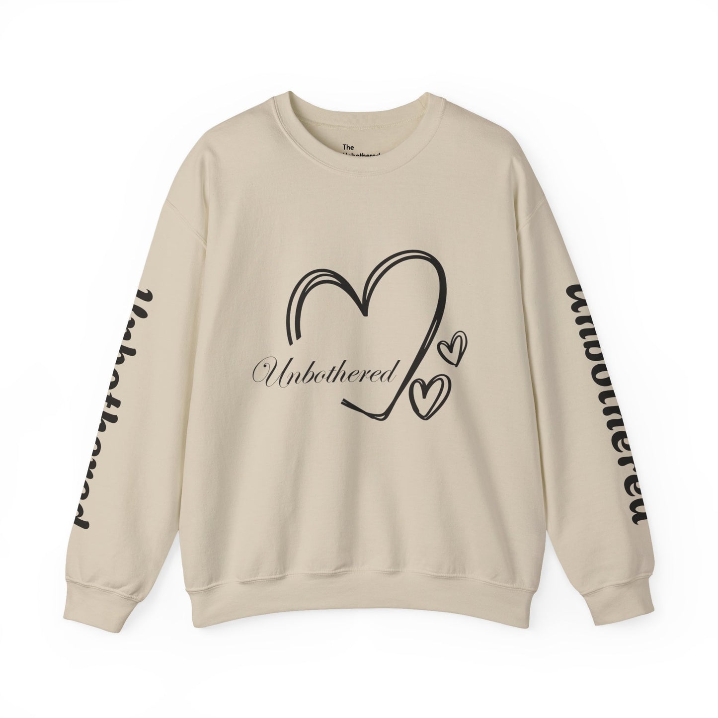 Unbothered Heart Crewneck Sweatshirt — "Unbothered" Sleeve Design