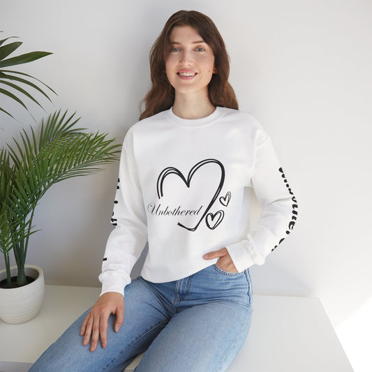 Unbothered Heart Crewneck Sweatshirt — "Unbothered" Sleeve Design
