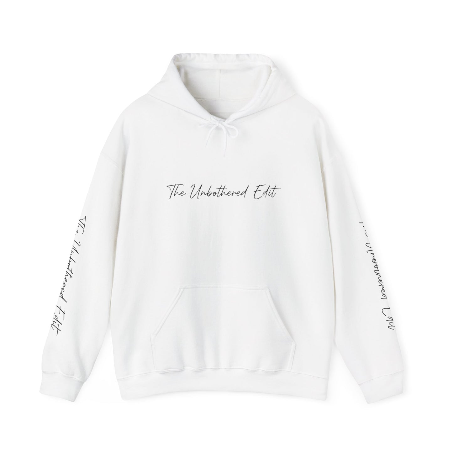 The Unbothered Edit Hoodie — Minimal Script Logo Pullover