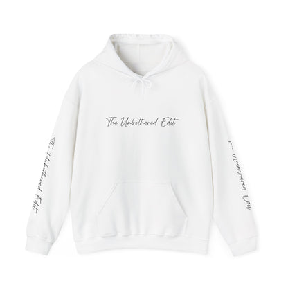 The Unbothered Edit Hoodie — Minimal Script Logo Pullover