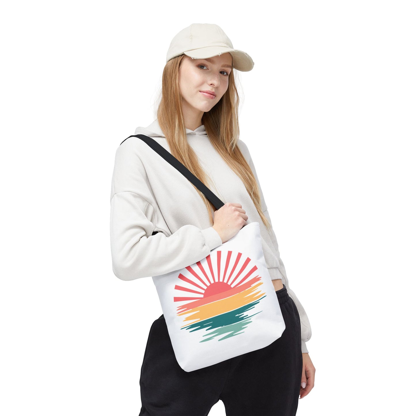 Sunrise Sunset Tote Bag — Retro Beach Sunset Canvas Tote