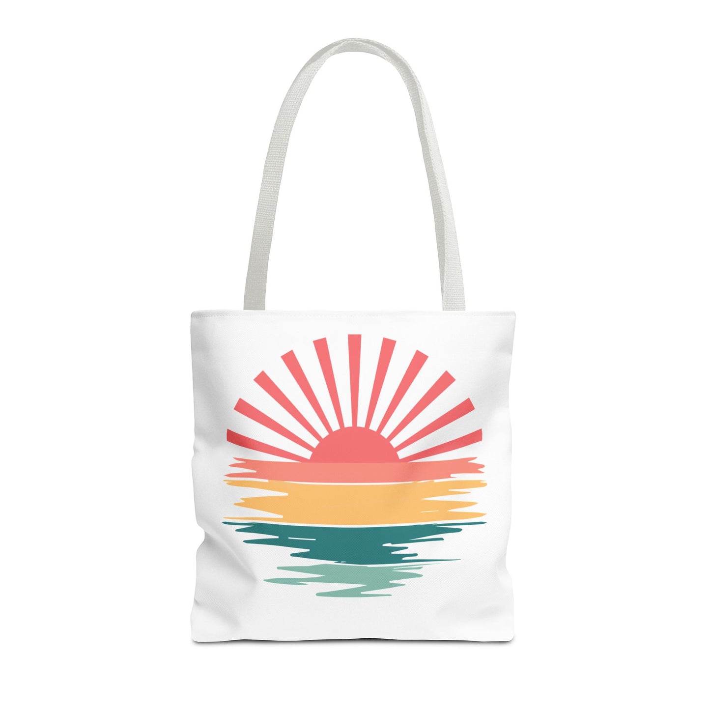 Sunrise Sunset Tote Bag — Retro Beach Sunset Canvas Tote