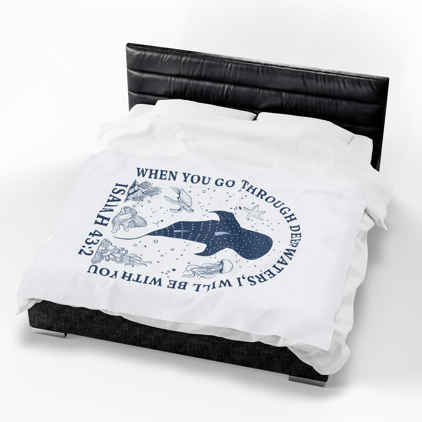 Isaiah 43:2 Whale Velveteen Plush Blanket – Faith-Inspired Ocean Comfort for Baptism & Encouragement