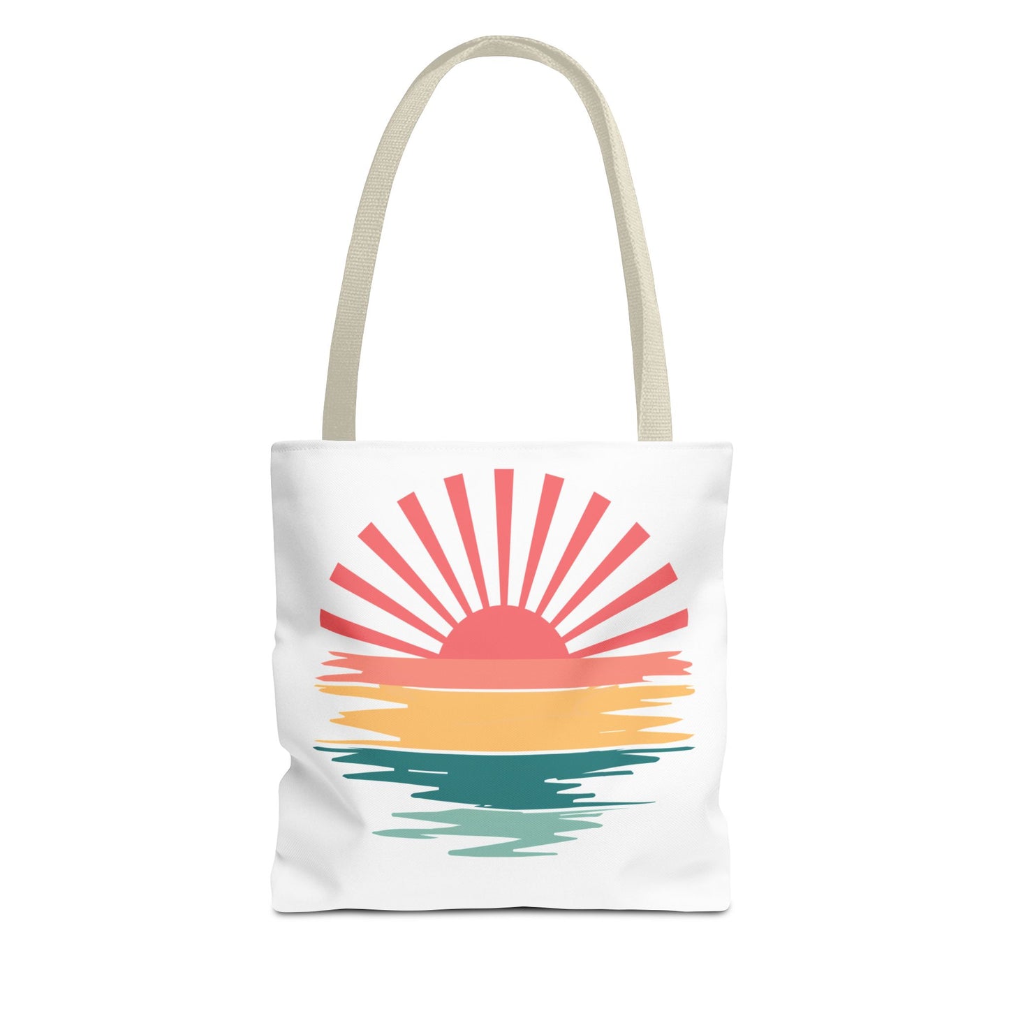 Sunrise Sunset Tote Bag — Retro Beach Sunset Canvas Tote