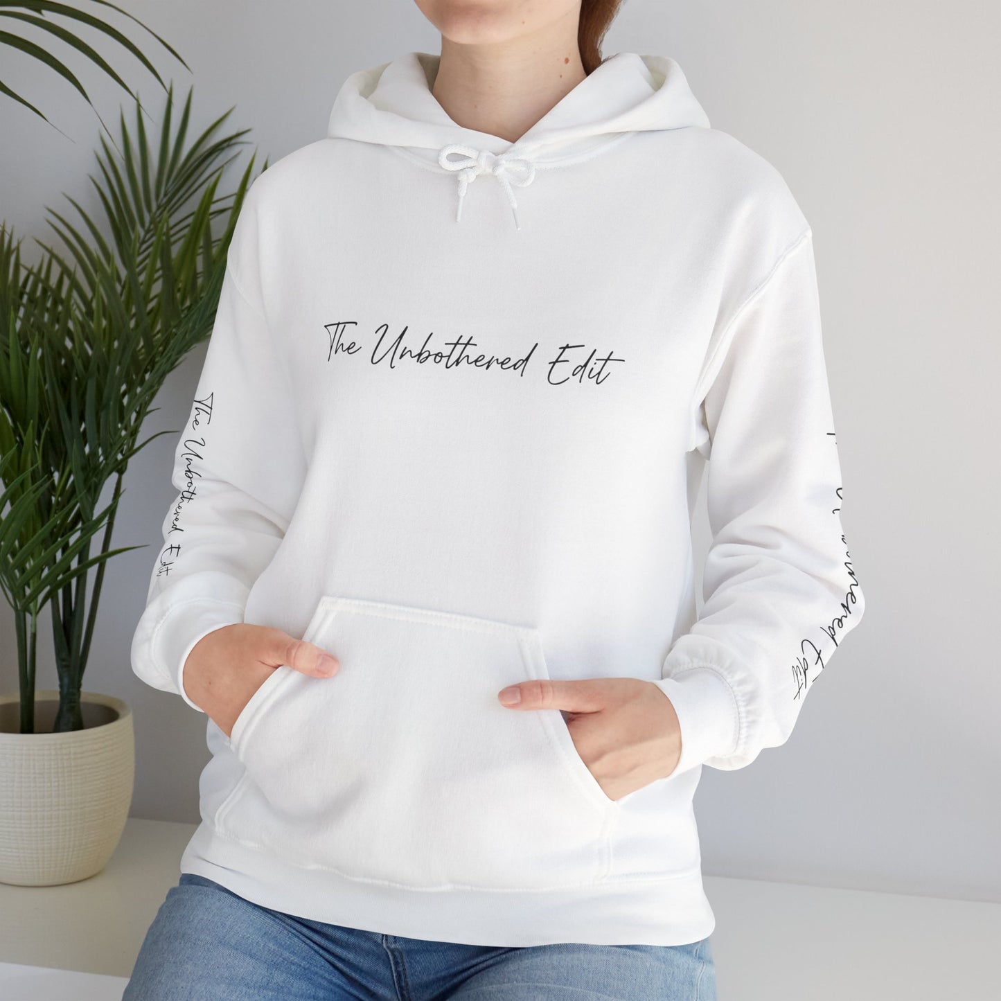 The Unbothered Edit Hoodie — Minimal Script Logo Pullover