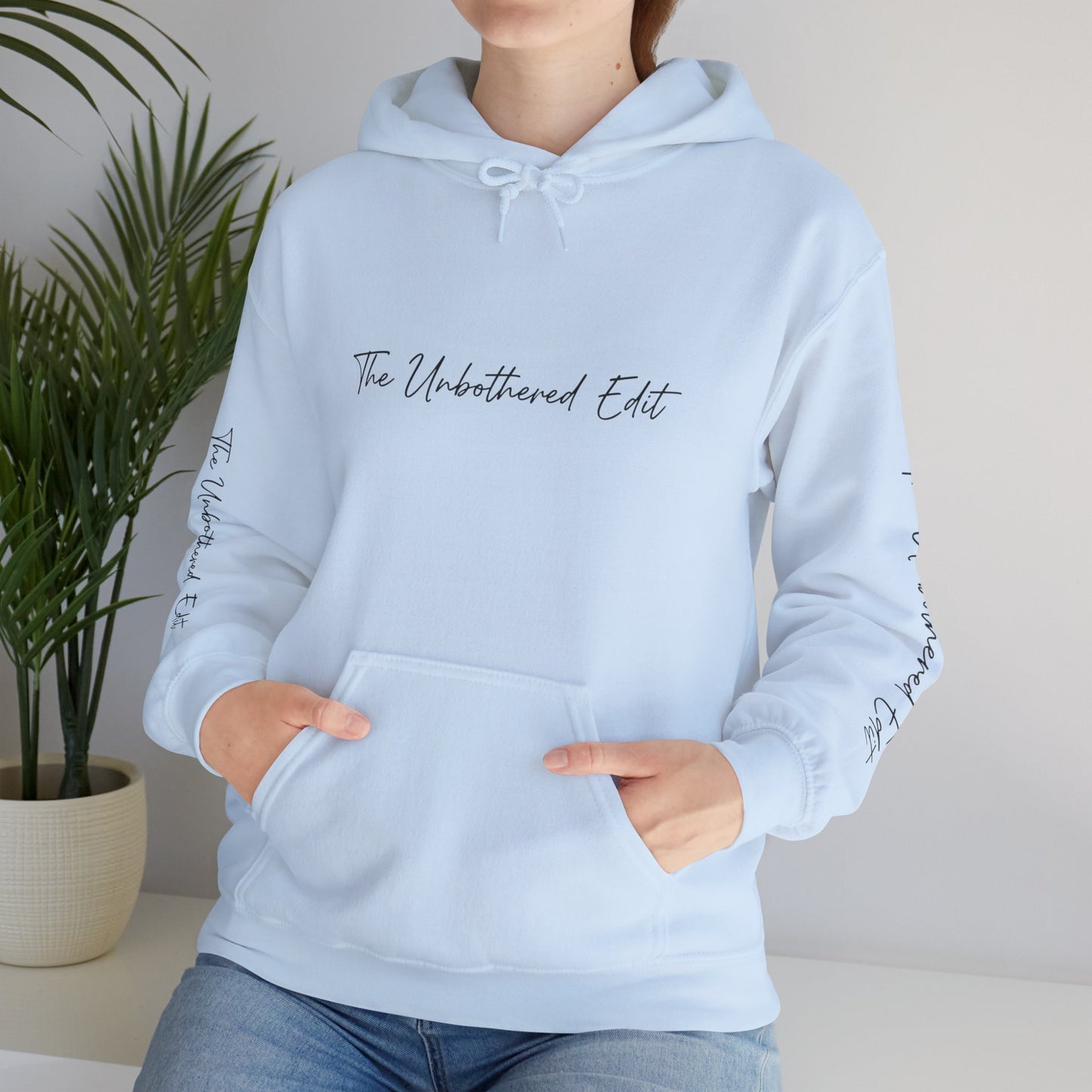 The Unbothered Edit Hoodie — Minimal Script Logo Pullover