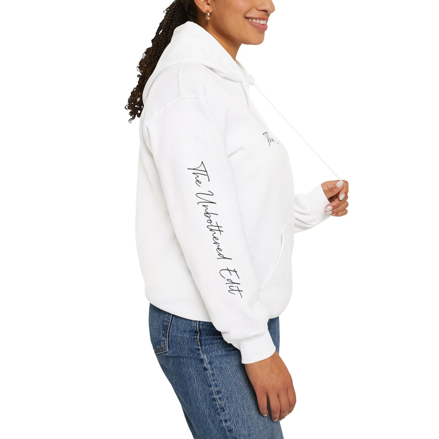 The Unbothered Edit Hoodie — Minimal Script Logo Pullover