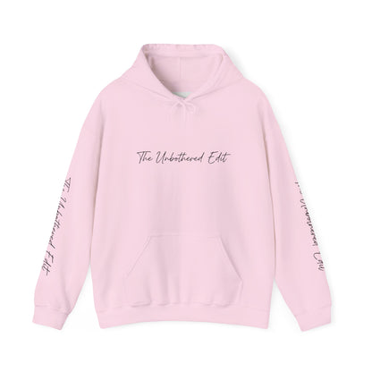 The Unbothered Edit Hoodie — Minimal Script Logo Pullover