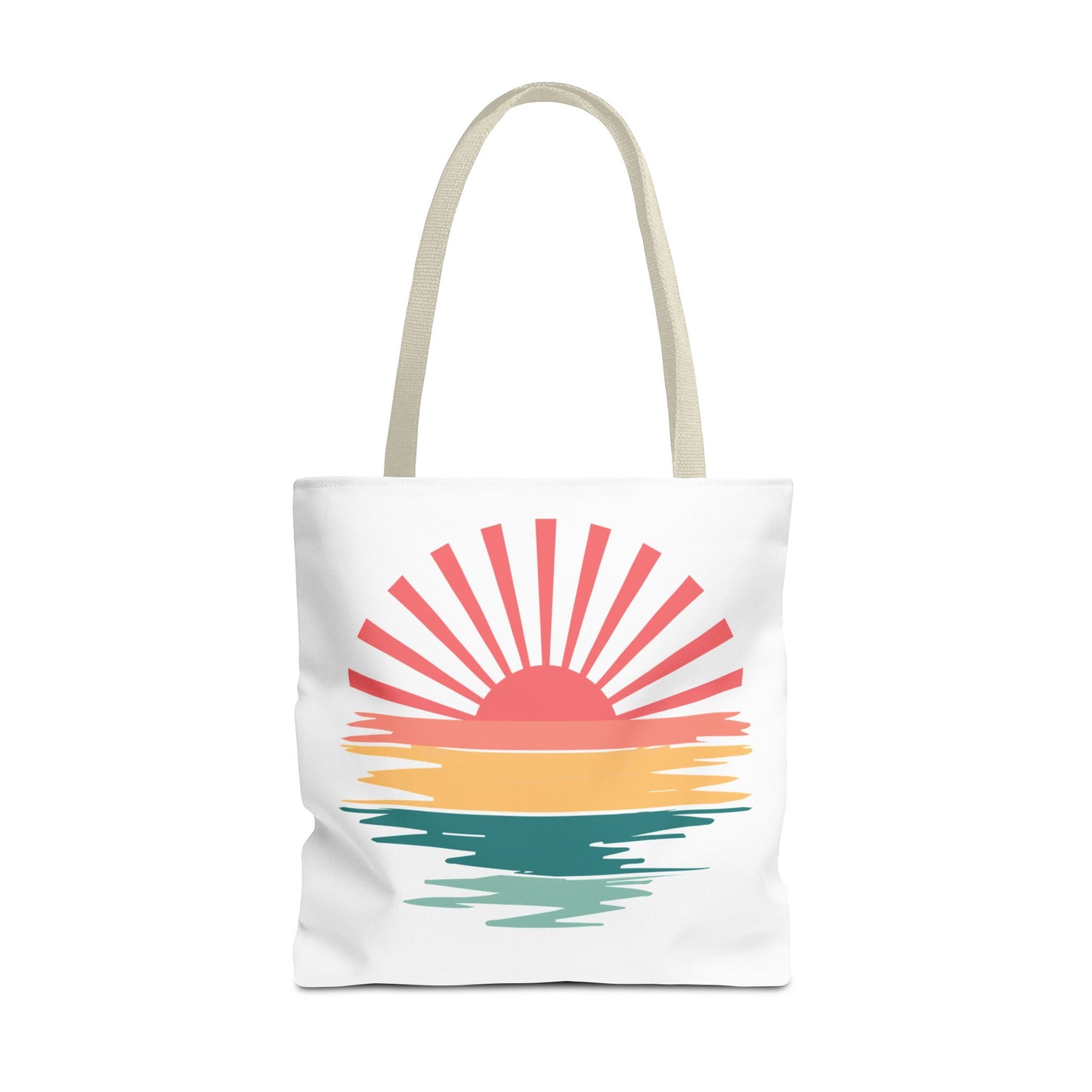 Sunrise Sunset Tote Bag — Retro Beach Sunset Canvas Tote