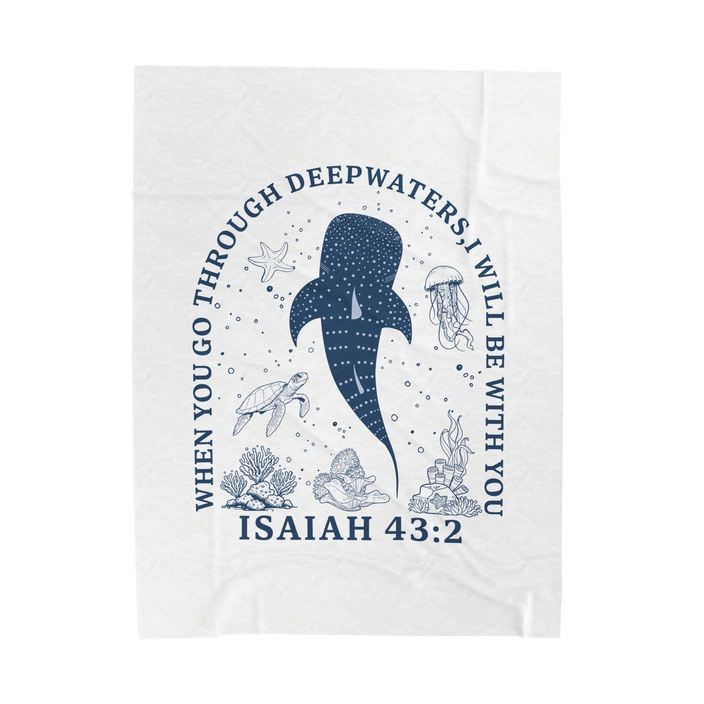 Isaiah 43:2 Whale Velveteen Plush Blanket – Faith-Inspired Ocean Comfort for Baptism & Encouragement