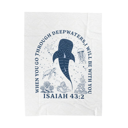 Isaiah 43:2 Whale Velveteen Plush Blanket – Faith-Inspired Ocean Comfort for Baptism & Encouragement