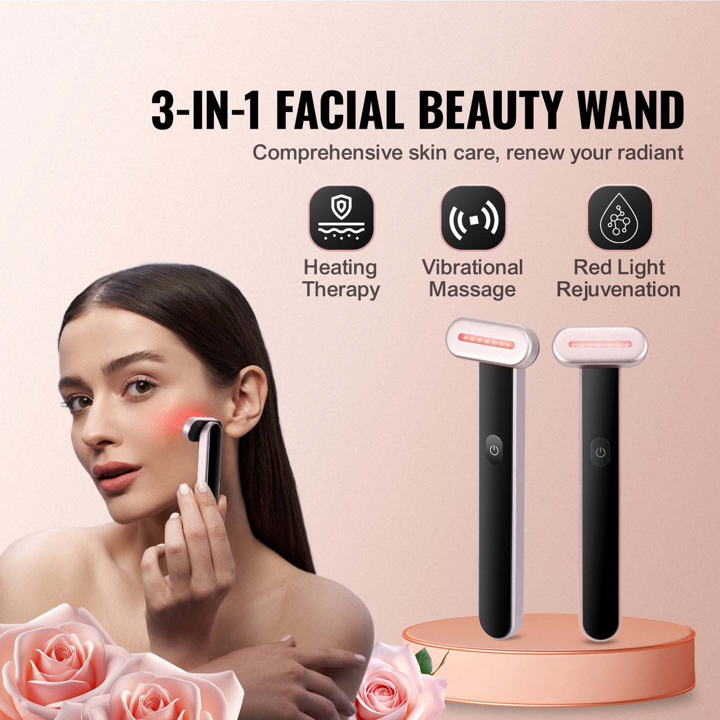 7Color LED Facial Wand Red Light Therapy Device