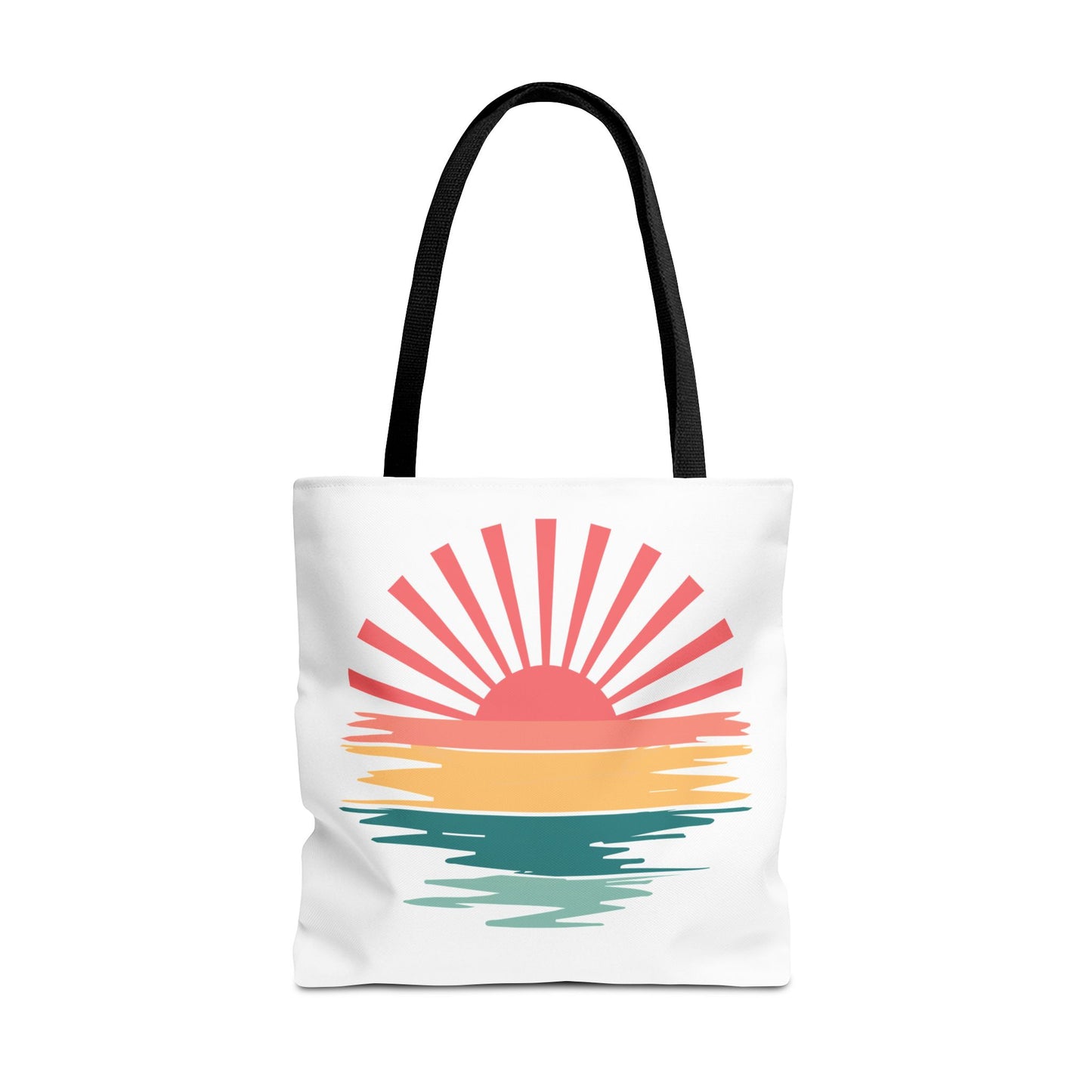 Sunrise Sunset Tote Bag — Retro Beach Sunset Canvas Tote