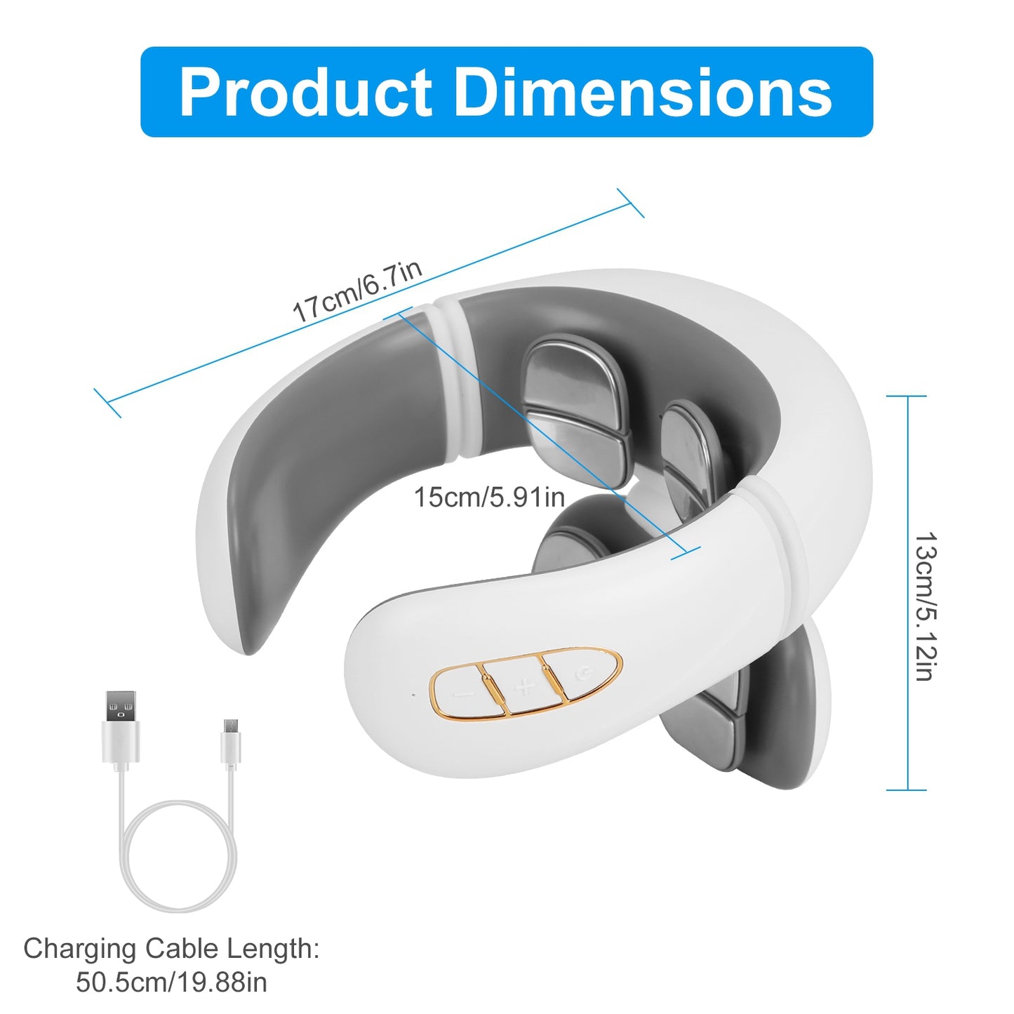 EMS Neck Massager W/ Heat, 6 Modes ,15 Intensity Levels