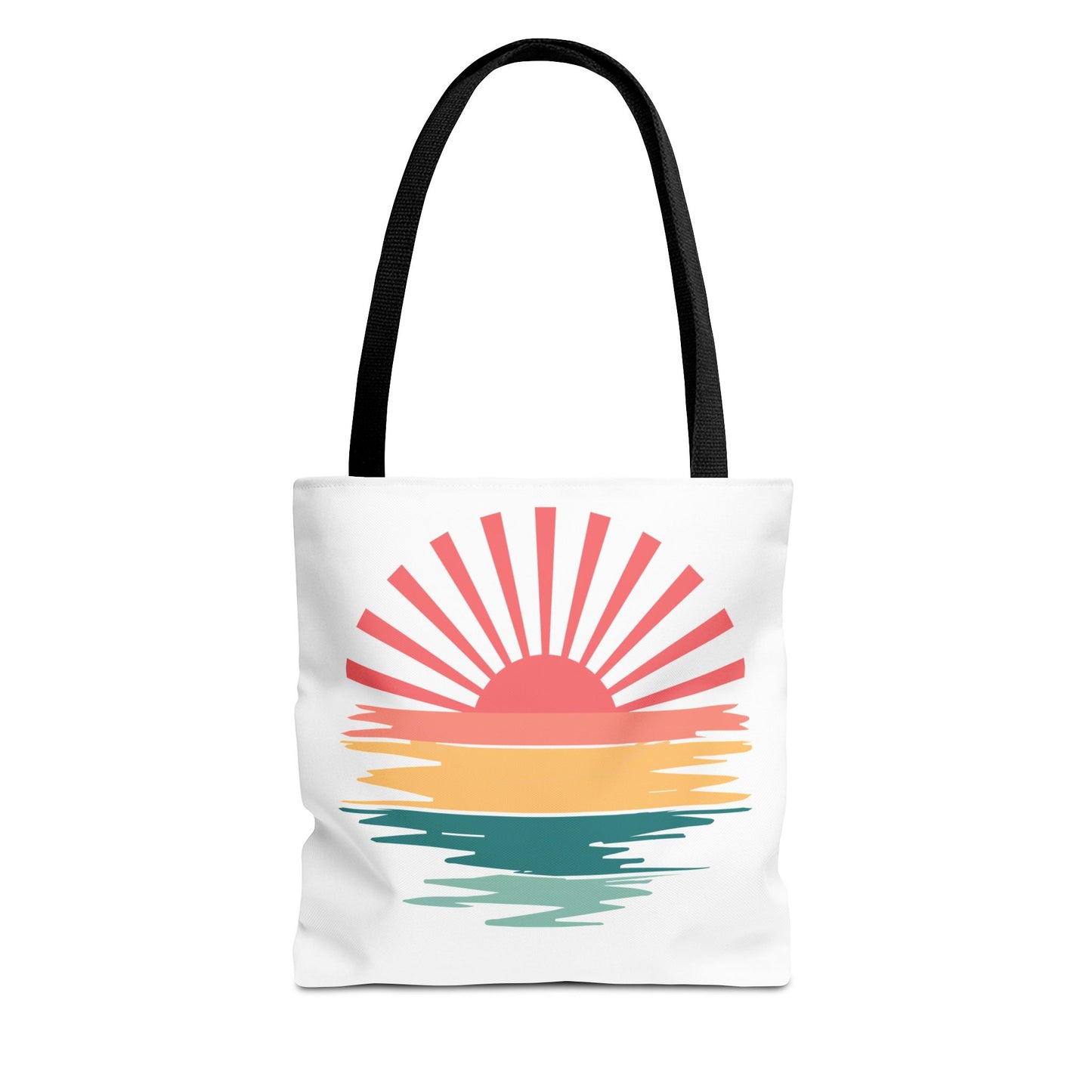 Sunrise Sunset Tote Bag — Retro Beach Sunset Canvas Tote