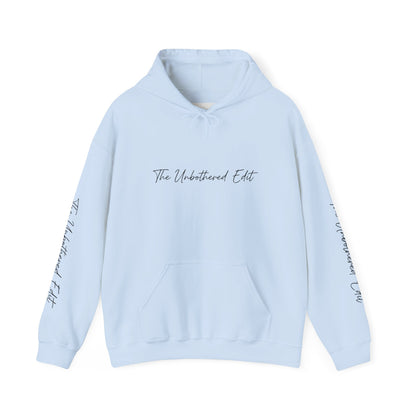 The Unbothered Edit Hoodie — Minimal Script Logo Pullover