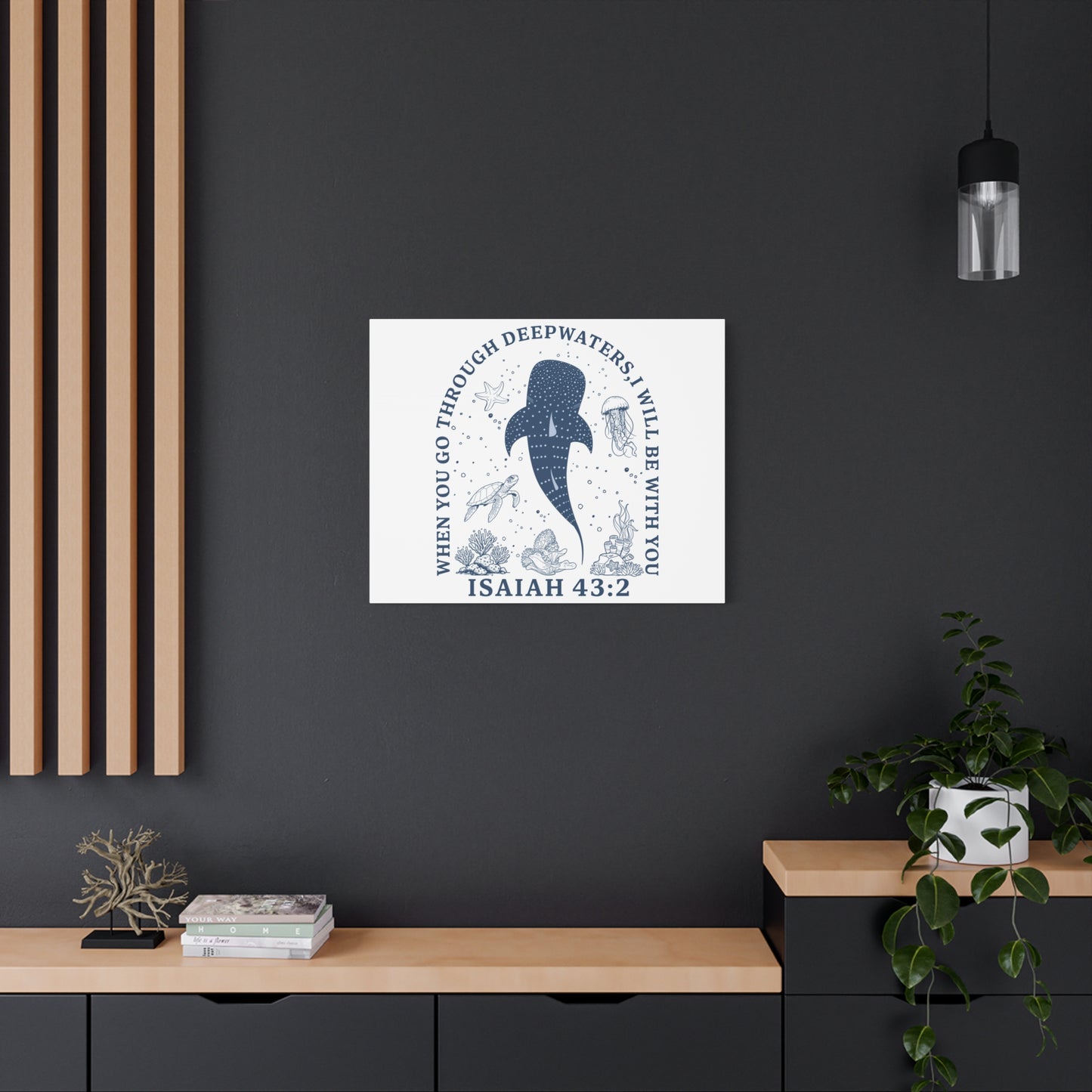 Isaiah 43:2 Whale Canvas Wall Art — "When You Go Through Deepwaters, I Will Be With You"