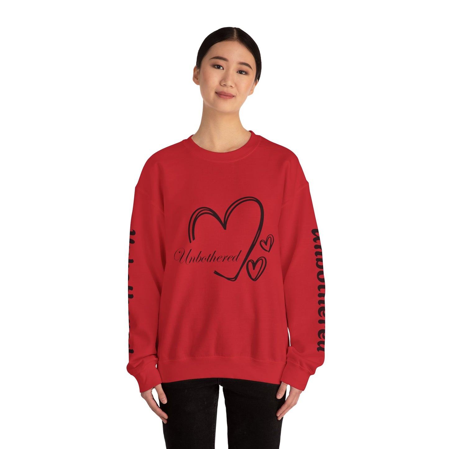 Unbothered Heart Crewneck Sweatshirt — "Unbothered" Sleeve Design
