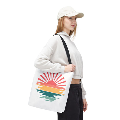 Sunrise Sunset Tote Bag — Retro Beach Sunset Canvas Tote