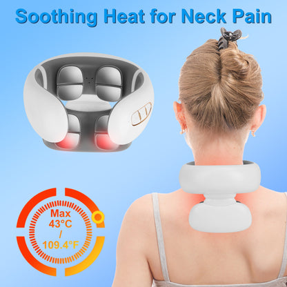 EMS Neck Massager W/ Heat, 6 Modes ,15 Intensity Levels