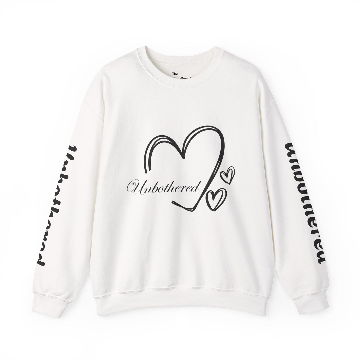 Unbothered Heart Crewneck Sweatshirt — "Unbothered" Sleeve Design