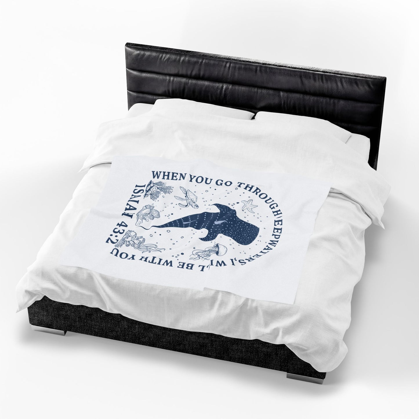 Isaiah 43:2 Whale Velveteen Plush Blanket – Faith-Inspired Ocean Comfort for Baptism & Encouragement