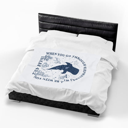 Isaiah 43:2 Whale Velveteen Plush Blanket – Faith-Inspired Ocean Comfort for Baptism & Encouragement