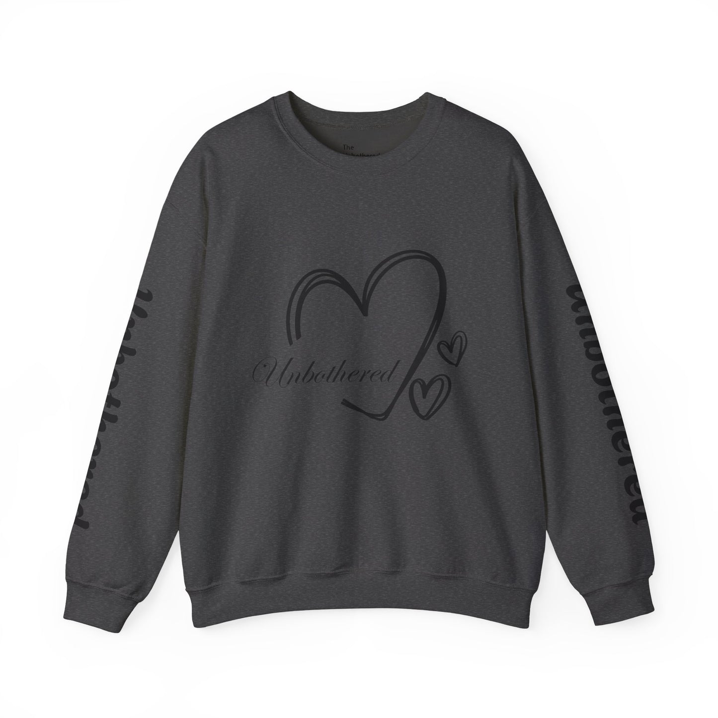 Unbothered Heart Crewneck Sweatshirt — "Unbothered" Sleeve Design