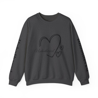 Unbothered Heart Crewneck Sweatshirt — "Unbothered" Sleeve Design
