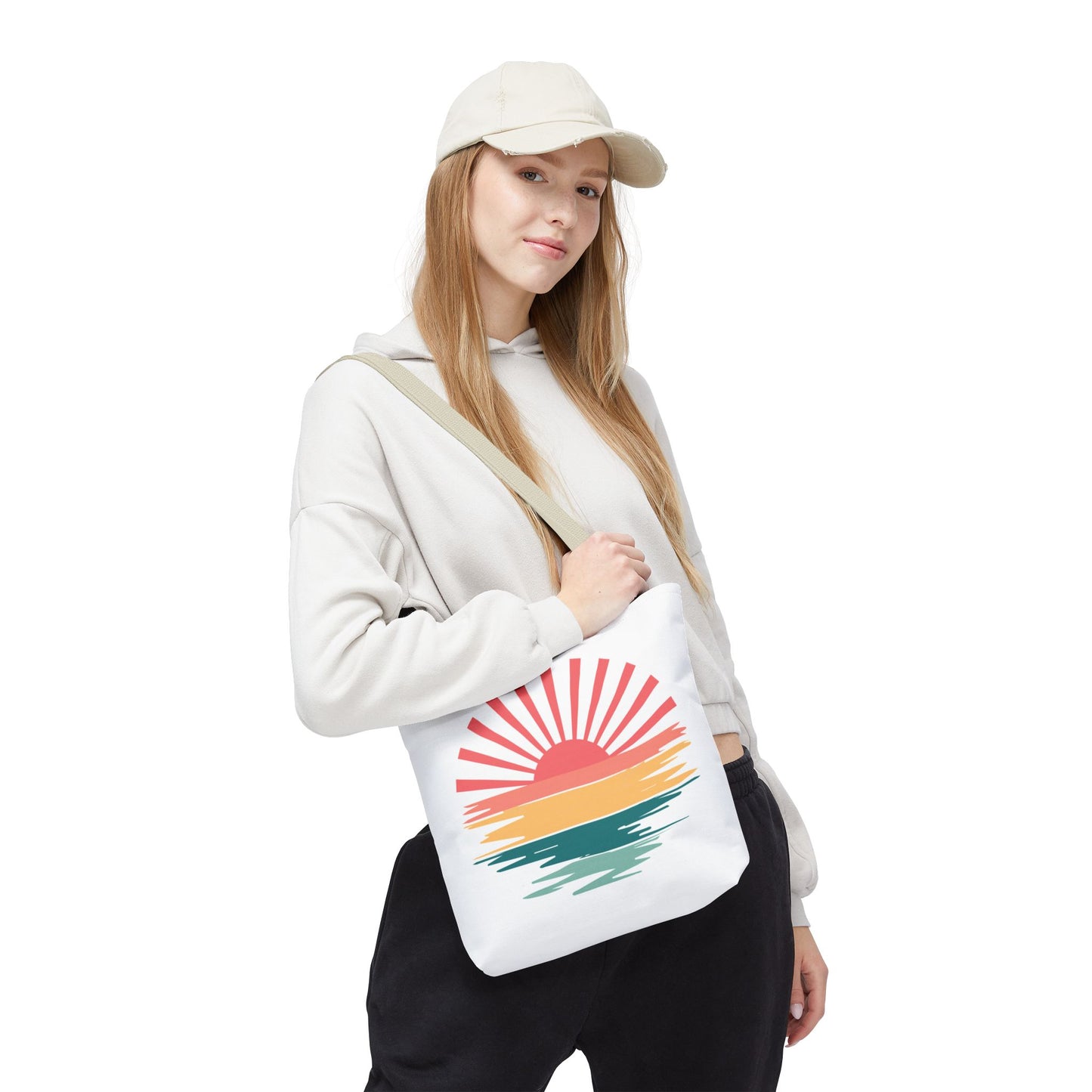 Sunrise Sunset Tote Bag — Retro Beach Sunset Canvas Tote