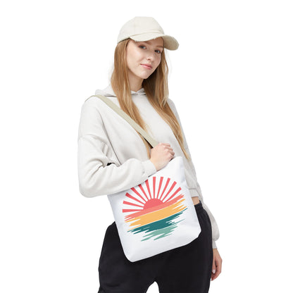 Sunrise Sunset Tote Bag — Retro Beach Sunset Canvas Tote