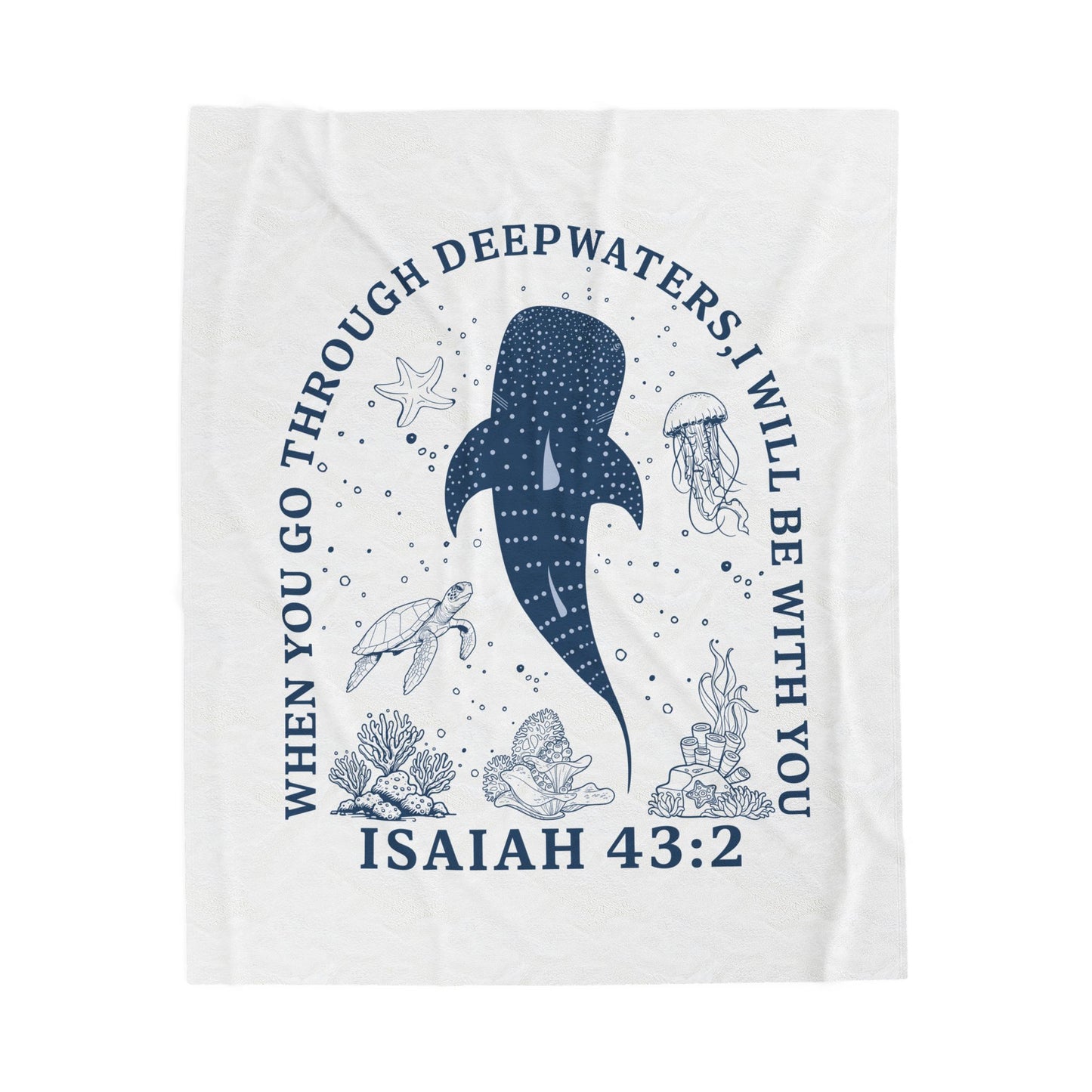 Isaiah 43:2 Whale Velveteen Plush Blanket – Faith-Inspired Ocean Comfort for Baptism & Encouragement