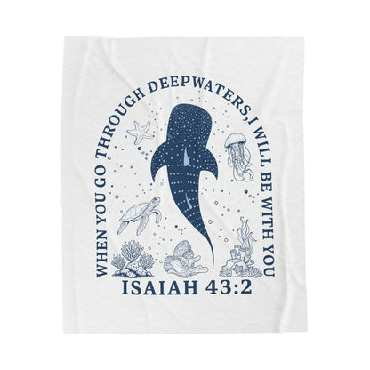 Isaiah 43:2 Whale Velveteen Plush Blanket – Faith-Inspired Ocean Comfort for Baptism & Encouragement