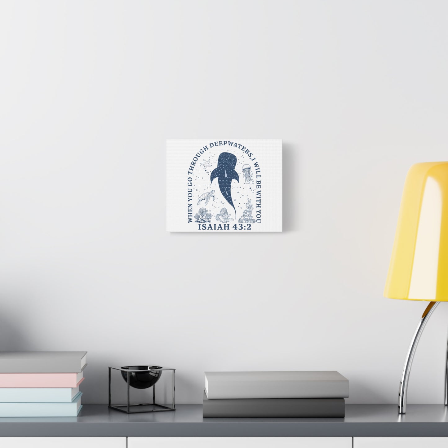 Isaiah 43:2 Whale Canvas Wall Art — "When You Go Through Deepwaters, I Will Be With You"