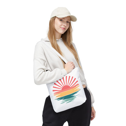 Sunrise Sunset Tote Bag — Retro Beach Sunset Canvas Tote