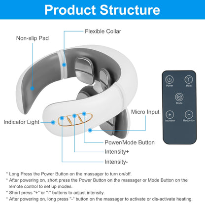 EMS Neck Massager W/ Heat, 6 Modes ,15 Intensity Levels