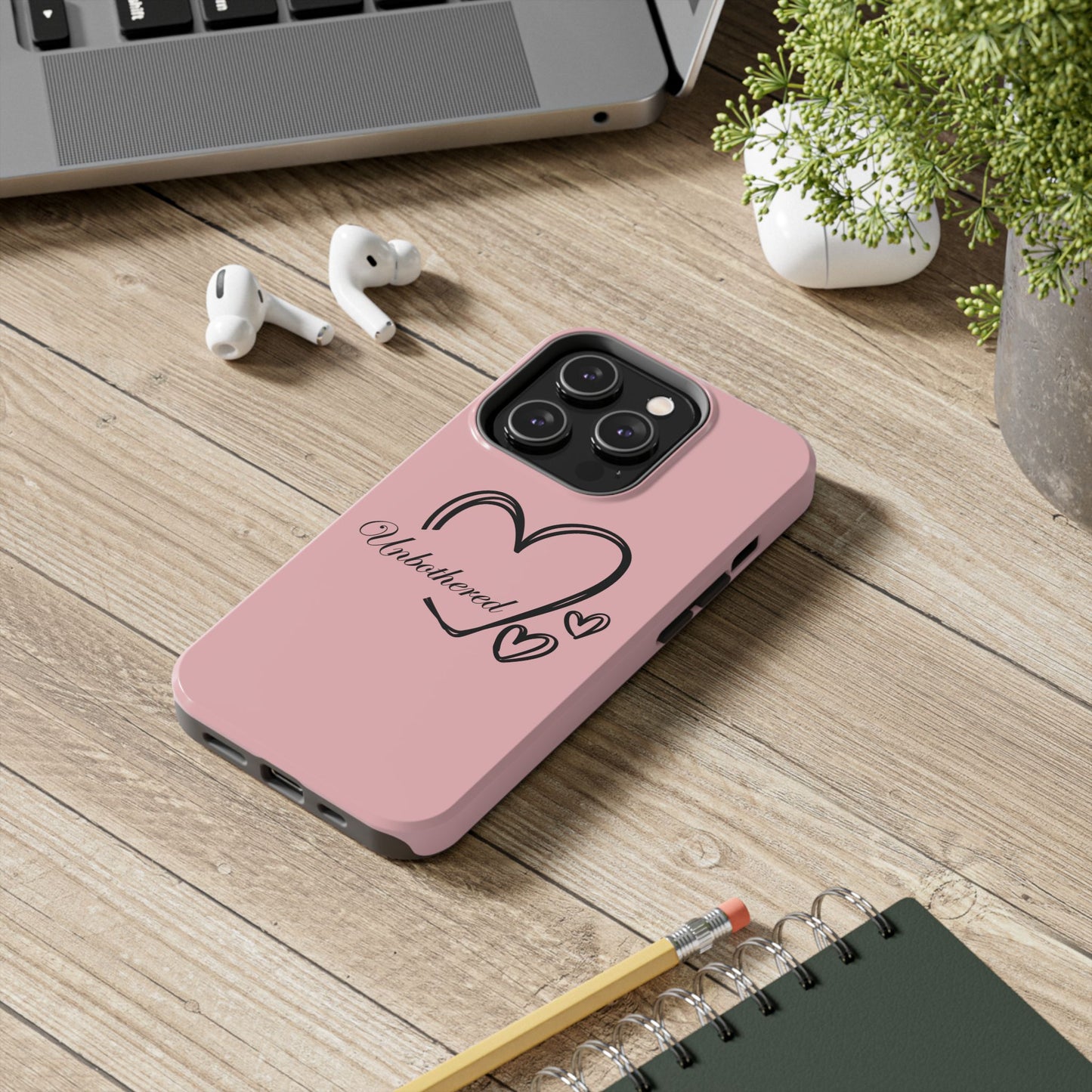 Unbothered Heart Tough Phone Case - Pink Protective iPhone Cover