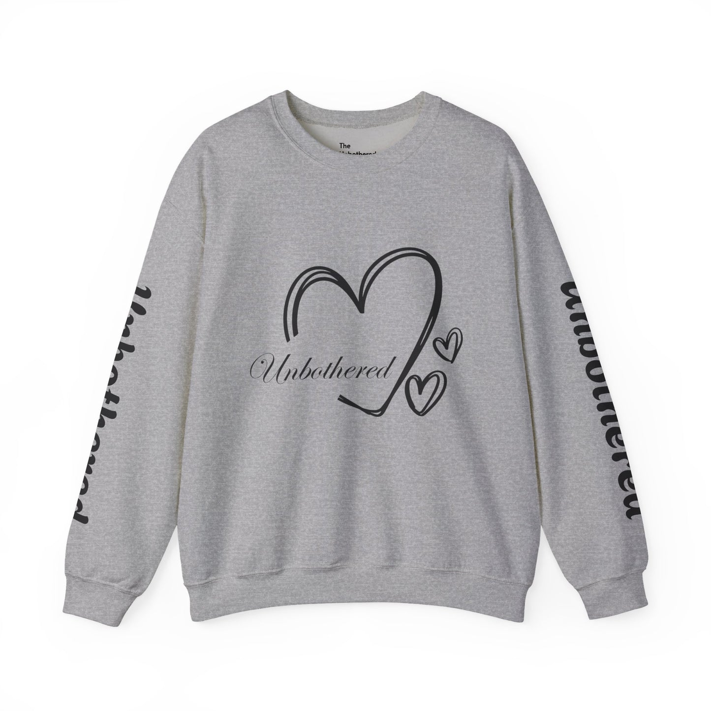 Unbothered Heart Crewneck Sweatshirt — "Unbothered" Sleeve Design