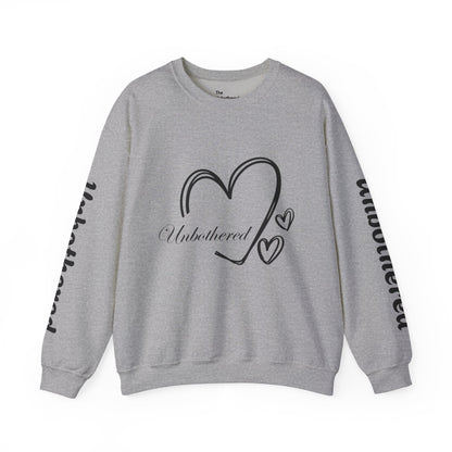 Unbothered Heart Crewneck Sweatshirt — "Unbothered" Sleeve Design