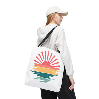 Sunrise Sunset Tote Bag — Retro Beach Sunset Canvas Tote