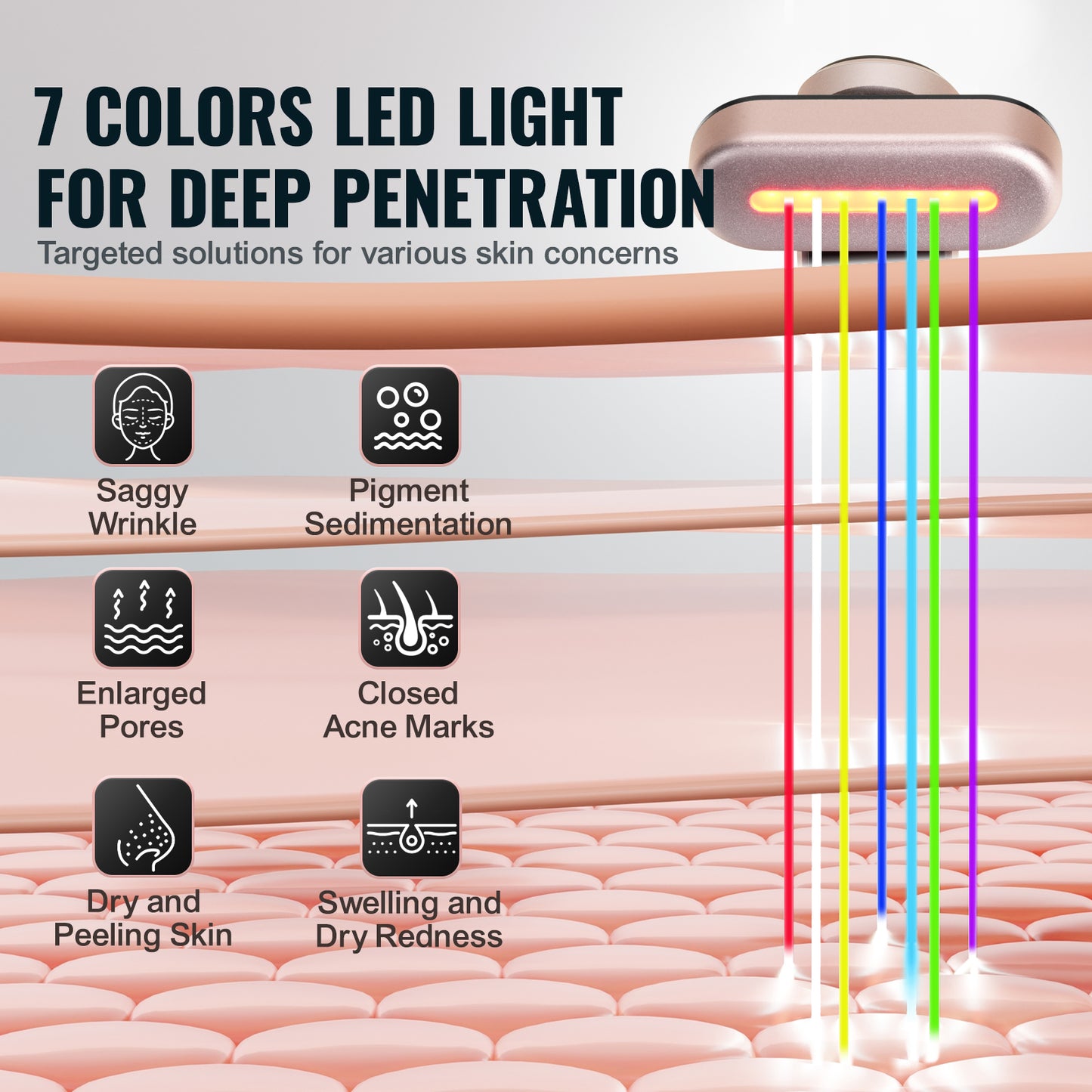 7Color LED Facial Wand Red Light Therapy Device