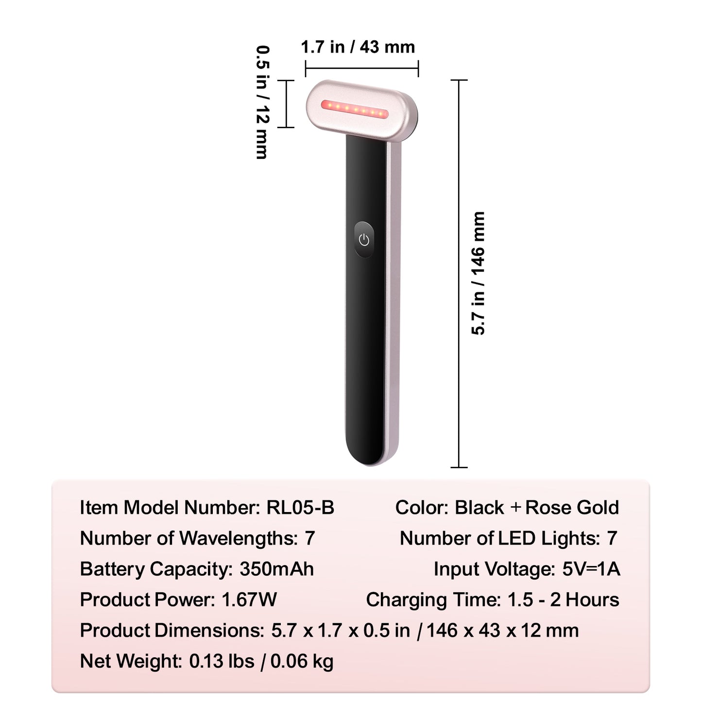 7Color LED Facial Wand Red Light Therapy Device