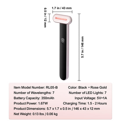 7Color LED Facial Wand Red Light Therapy Device