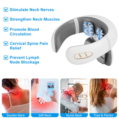 EMS Neck Massager W/ Heat, 6 Modes ,15 Intensity Levels