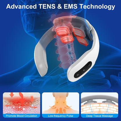 EMS Neck Massager W/ Heat, 6 Modes ,15 Intensity Levels